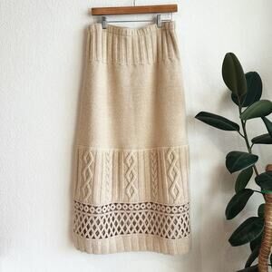 VTG Philosophy Di Alberta Ferretti Wool Knit Maxi Skirt 12 Crochet Boho Cottage